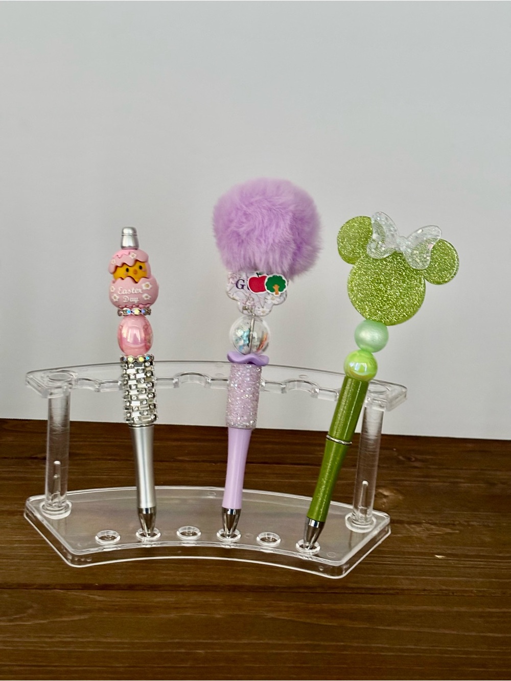 3 PC Sparkle Pom & Glitter Pen Pink,Purple and Green Set